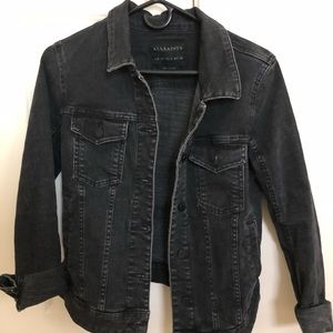 all saints black denim jean jacket